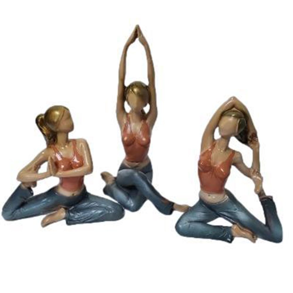 Yoga Yapan Kadın 3 lü Set Dekoratif Biblo